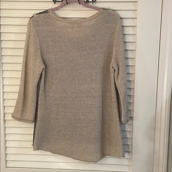 Jaskar Cream Embellished Detailed Black Graphic Asymmetrical Blouse Top Sweater - Picture 8 of 15